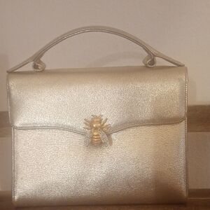 Genuine Leather Vintage 50,s Morris Moscowitz  Gold Satchel with Bee Accent
